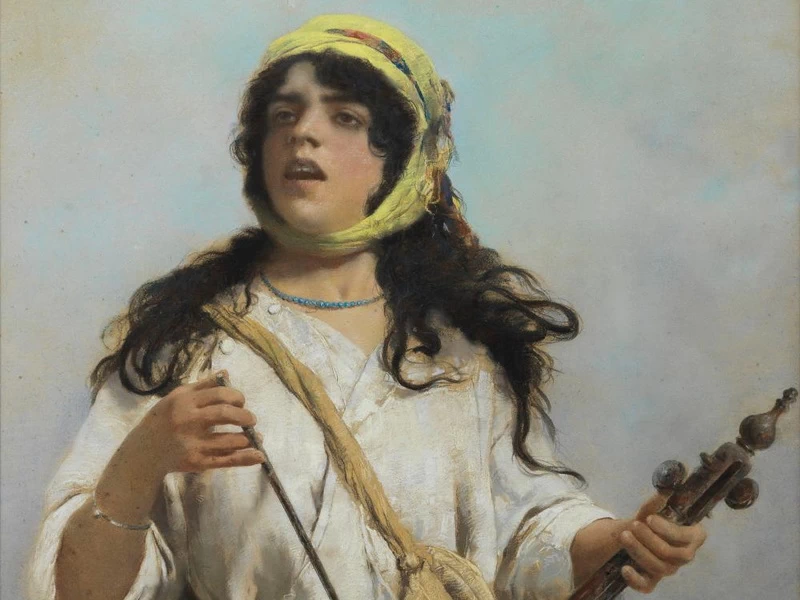 1814-Silvestro Valeri - Giovane donna orientale che suona il guembri